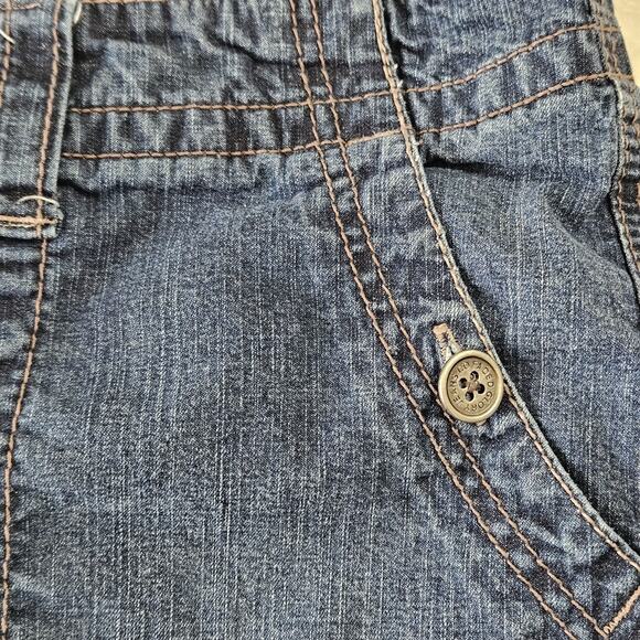 Faded Glory Women's Dark Stone Wash Denim Shorts Missing Pocket Button Size 12 - Picture 7 of 13